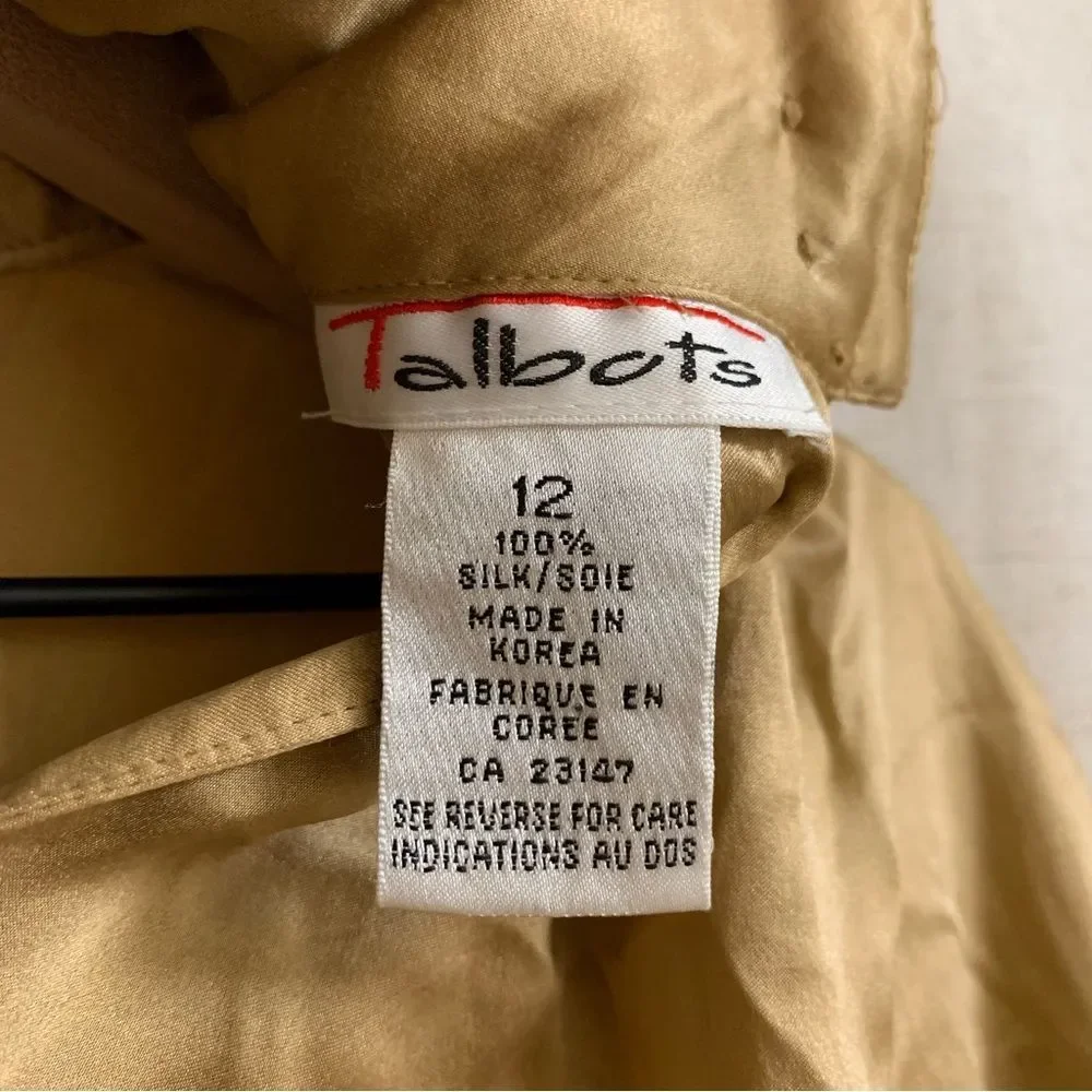 Talbots 100% Silk 80’s Vintage Lustrous Champagne Satin Longsleeve Blouse Luxury